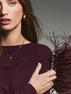 Burgundowa bluzka z dekoltem woda TARANKO