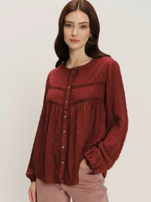 Burgundowa bluzka z ozdobnymi detalami Greenpoint