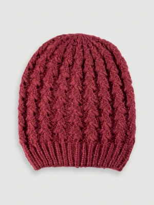 Burgundowa czapka z fakturą Top Secret
