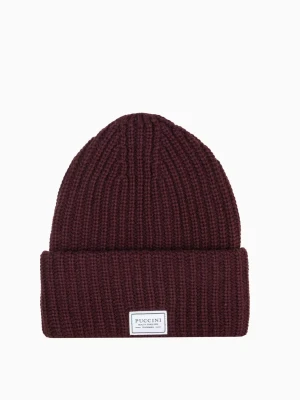 Burgundowa czapka z szerokim mankietem Puccini