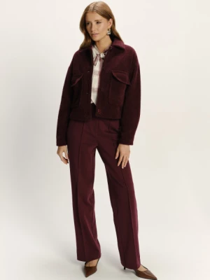 Burgundowa krótka kurtka o luźnym fasonie Greenpoint