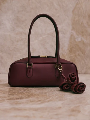 Burgundowa skórzana torebka typu bagietka TARANKO