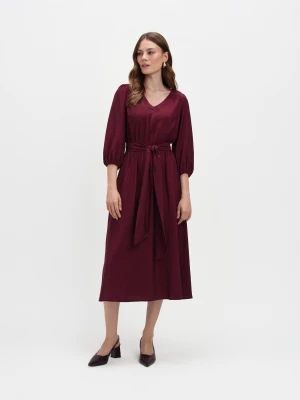Burgundowa sukienka z wiązaniem Top Secret