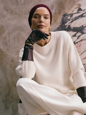 Burgundowe rękawiczki z naturalnej skóry TARANKO