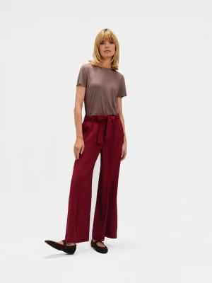 Burgundowe spodnie z wiązaniem Top Secret