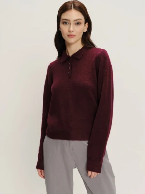 Burgundowy sweter z kołnierzykiem Greenpoint