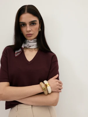 Burgundowy sweter z krótkim rękawem Taranko BORDO