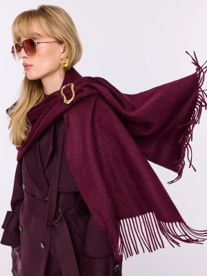 Burgundowy szal z kaszmiru z frędzlami TARANKO