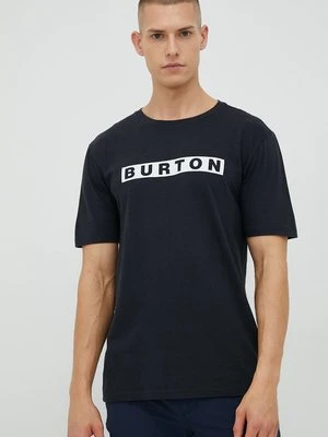 Burton t-shirt bawełniany kolor czarny z nadrukiem