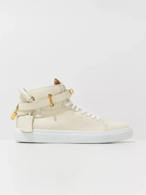 Buscemi Beżowe skórzane sneakersy za kostkę z logo rozmiar