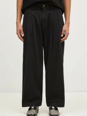 Butter Goods spodnie bawełniane Pleated Trousers kolor czarny w fasonie chinos BG243717