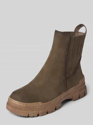 Buty chelsea z naturalnej skóry ze skóry bydlęcej Tamaris Oliwkowy