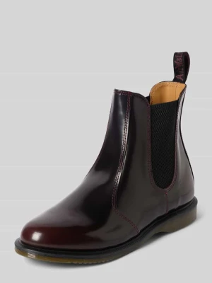 Buty chelsea z profilowaną gumową podeszwą model 'Flora' Dr. Martens Bordowy