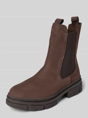 Buty chelsea z welurowej skóry bydlęcej z naturalnej skóry Tamaris Ciemnobrązowy