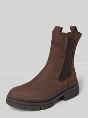 Buty chelsea z welurowej skóry bydlęcej z naturalnej skóry Tamaris Ciemnobrązowy