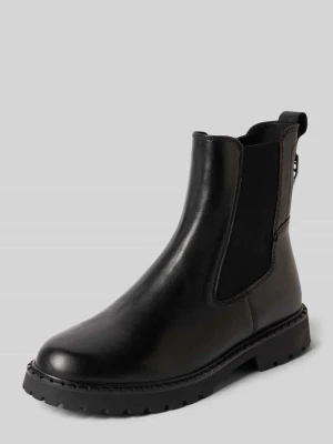 Buty chelsea ze skóry bydlęcej nappa z zamkiem błyskawicznym Tamaris Czarny