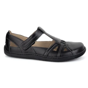 Buty damskie Barefoot Ultralekkie półsandały Olivier 1285 na rzep czarne