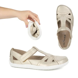 Buty damskie Barefoot Ultralekkie półsandały Olivier 1285 na rzep złote złoty