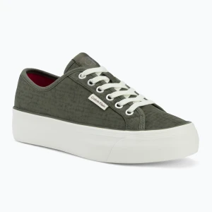 Buty damskie Calvin Klein HW0HW02970 Vulc Flatf Laceup Ripst deep lichen green/pink yarrow