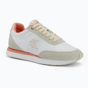 Buty damskie Calvin Klein YW0YW01990 Retro Runner Lace Up Nylon Mg brilliant white/light cashew/pink