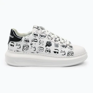 Buty damskie KARL LAGERFELD Kapri Twin Nft Graffiti white leather w/black