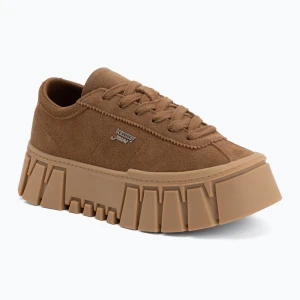 Buty damskie Tommy Jeans Platform Sneaker Suede warm khaki Brązowy