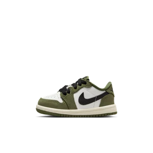 Zdjęcie produktu Buty dla niemowląt i maluchów Air Jordan 1 Retro Low „Medium Olive and Summit White” - Zieleń