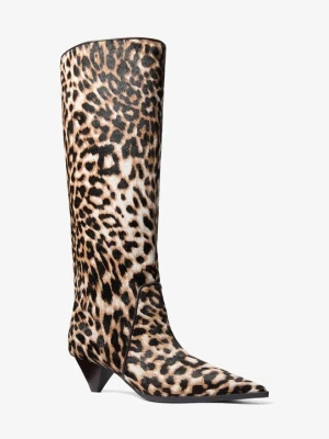 Buty do kolan Jayla ze skóry cielęcej w lamparci wzór Michael Kors
