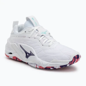 Buty do piłki ręcznej Mizuno Wav Stealth Neo 2 white/violet indigo/camellia rose