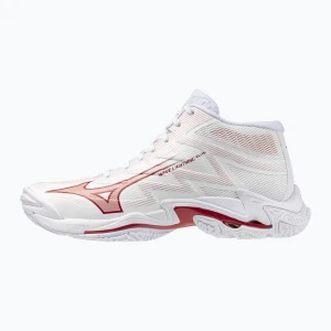 Buty do siatkówki damskie Mizuno Wave Lightning Elite Mid white/rose elegance/lava falls