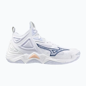 Buty do siatkówki damskie Mizuno Wave Momentum 3 Mid white/ navy peony/ peach parfait