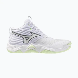 Buty do siatkówki damskie Mizuno Wave Momentum Elite Mid white / balsam green / ambrosia