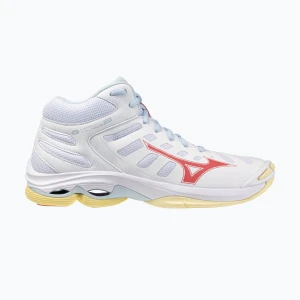 Buty do siatkówki damskie Mizuno Wave Voltage 2 Mid white/calypso coral/pale banan