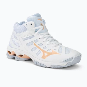 Buty do siatkówki damskie Mizuno Wave Voltage Mid white/peach parfait/halogen blue