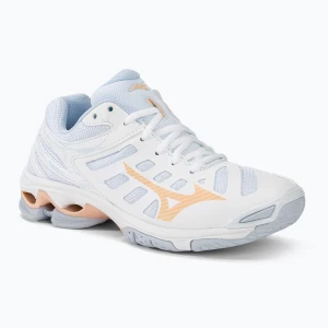 Buty do siatkówki damskie Mizuno Wave Voltage white/peach parfait/halogen blue