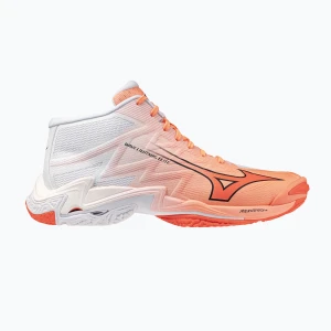 Buty do siatkówki Mizuno Wave Lightning Elite Mid Flamingo Coral / Lava Orange / White