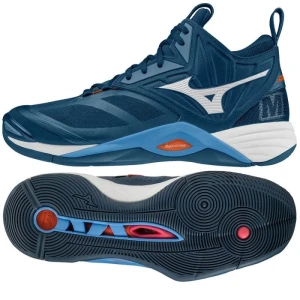 Buty do siatkówki Mizuno Wave Momentum 2 Mid  V1GA211721 niebieskie niebieskie