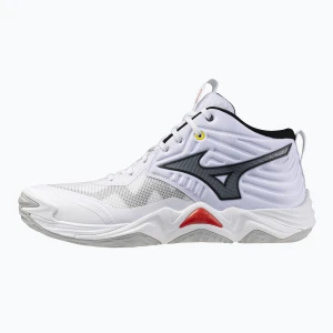 Buty do siatkówki Mizuno Wave Momentum Elite Mid white/black/fiery red