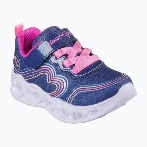 Buty dziecięce SKECHERS Heart Lights Retro Hearts navy leather/multi trim