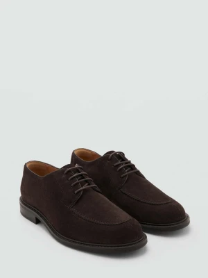 Buty garniturowe ze skóry dwoinowej brązowy - Mężczyzna - - MANGO MAN