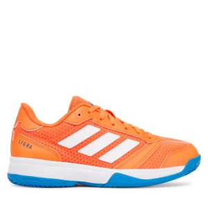 Buty halowe adidas Ligra 8 Indoor Kids JR9299 Pomarańczowy