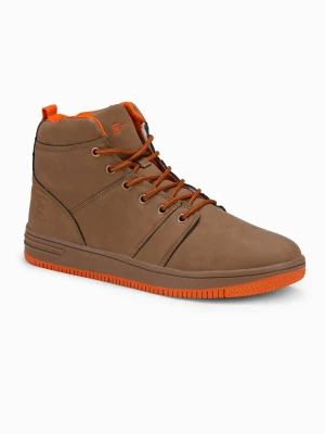 Buty męskie ocieplane sneakersy za kostkę - camel V5 - Rozmiar: 42 Ombre Clothing