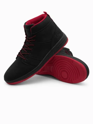 Buty męskie ocieplane sneakersy za kostkę - czarne V2 - Rozmiar: 41 Ombre Clothing