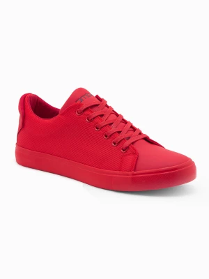 Buty męskie sneakersy BASIC z łączonych materiałów - czerwone V3 OM-FOCS-0105
 -                                    46