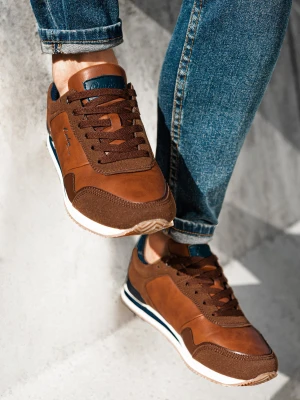 Zdjęcie produktu Buty męskie sneakersy - brązowe V1 Ombre Clothing