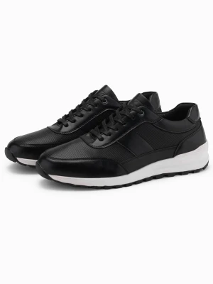 Zdjęcie produktu Buty męskie sneakersy sportowe ze skóry ekologicznej – czarne V2 Ombre Clothing