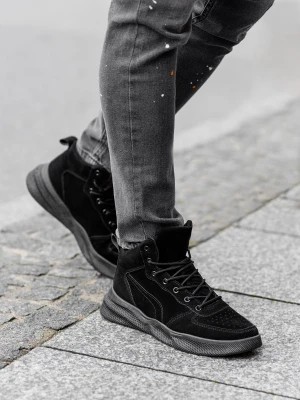 Buty męskie sneakersy wysokie - czarne V3 Ombre Clothing