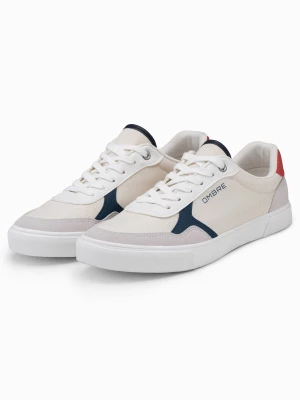 Buty męskie sneakersy z kolorowymi akcentami - białe V1 OM-FOTL-0146
 -                                    40