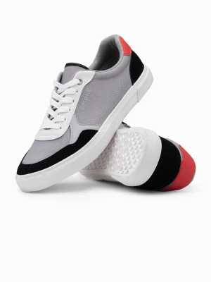 Buty męskie sneakersy z kolorowymi akcentami - szare V4 OM-FOTL-0146
 -                                    40