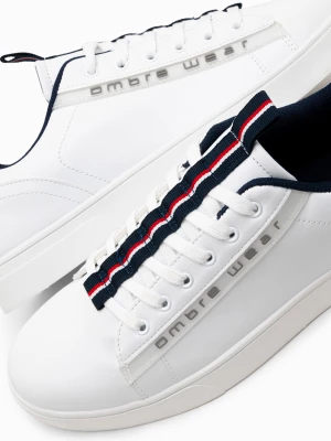 Buty męskie sneakersy z kontrastowymi detalami - białe V1 OM-FOSL-0112
 -                                    40